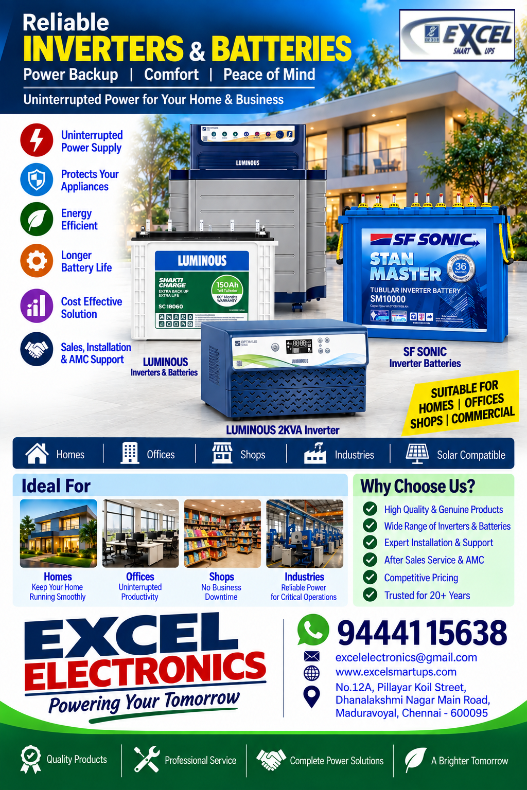 SF Sonic Stan Master blue tubular inverter battery